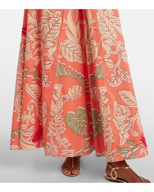 Poupette Orange Noreen Printed Cotton Maxi Dress