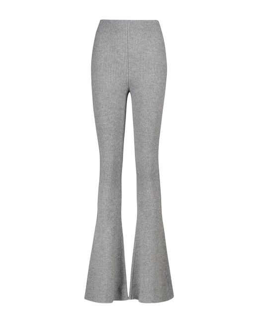 Alanui Gray Sierra Ribbed-knit Flared Pants
