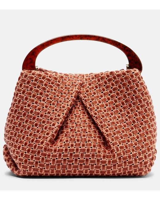 Dries Van Noten Metallic Woven Raffia-Effect Top-Handle Bag