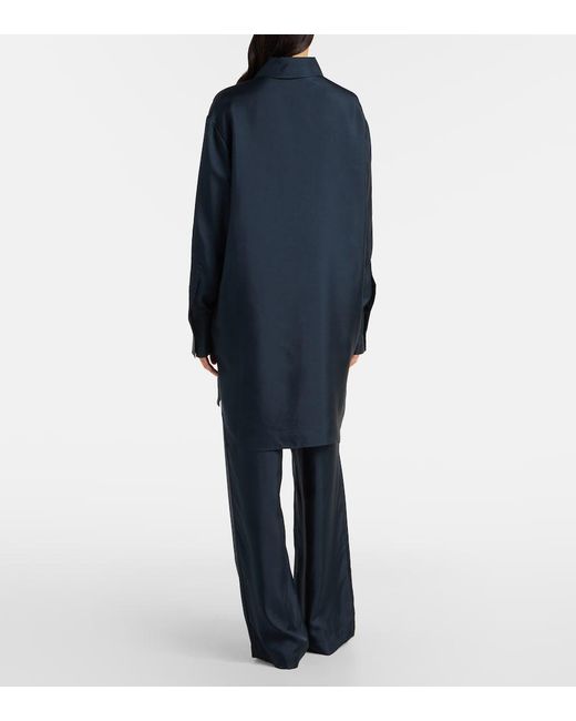 Rohe Blue Oversized Silk Satin Shirt