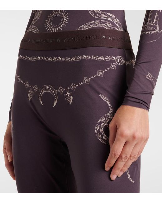 MARINE SERRE Purple Bedruckte Strumpfhose Aus Jersey