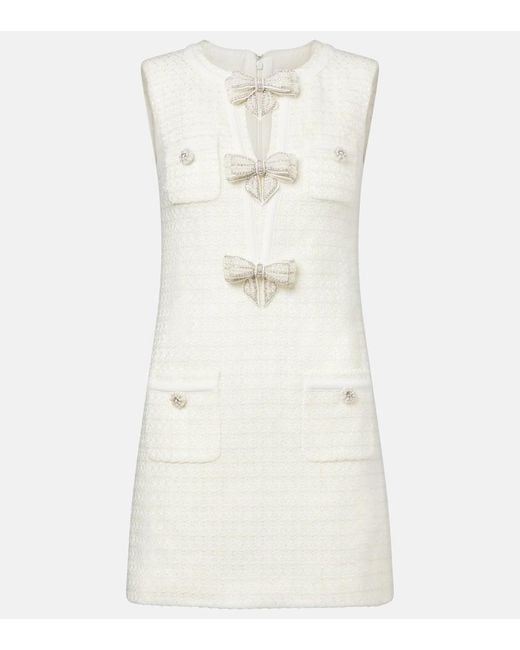 Self-Portrait Natural Bow-Detail Boucle Minidress