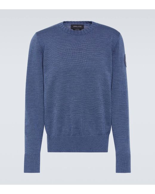 Canada Goose Blue Rosseau Crewneck Wool Sweater for men