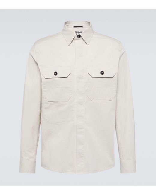 Zegna Natural Cotton-blend Canvas Overshirt for men