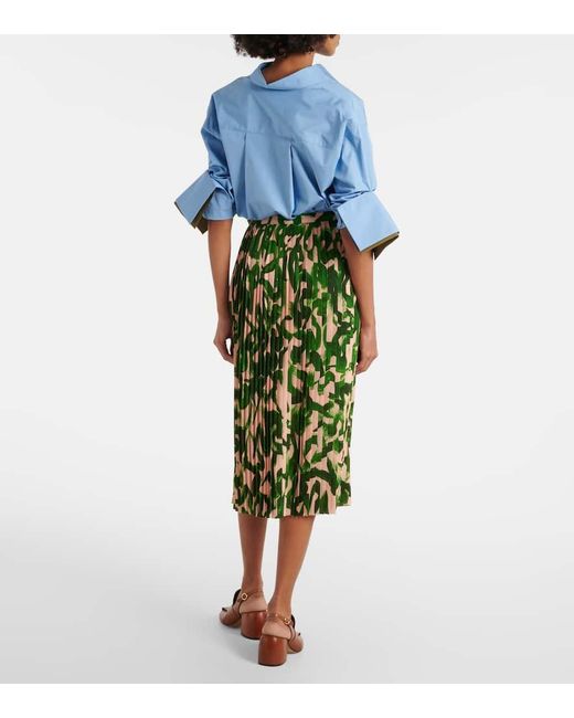 Jupe Midi Imprimee Dries Van Noten en coloris Green
