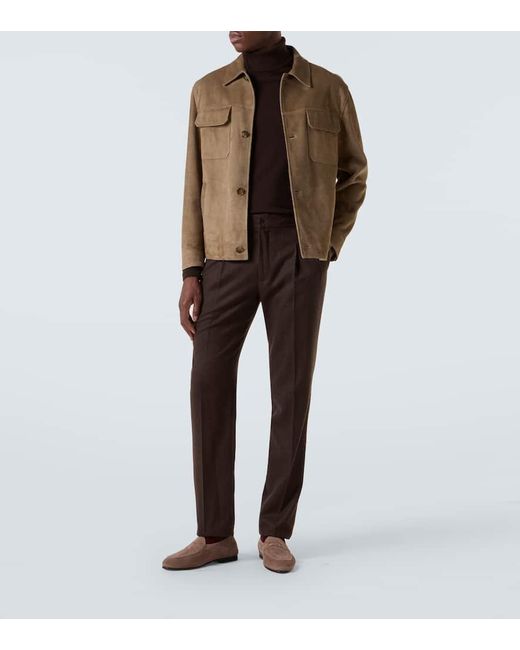 Pantalones Tapered De Franela De Lana Virgen Rubinacci de hombre de color Brown
