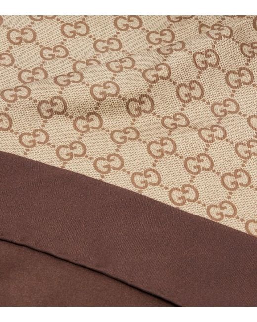 Gucci Brown Gg Printed Silk Twill Scarf