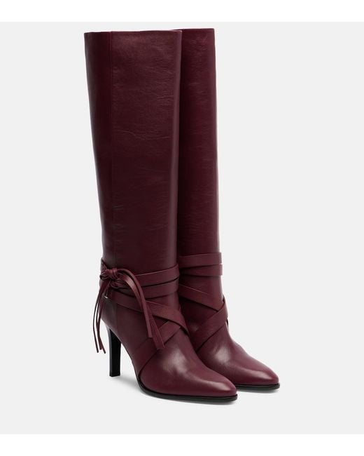 Isabel Marant Red Analui 90 Leather Knee-High Boots