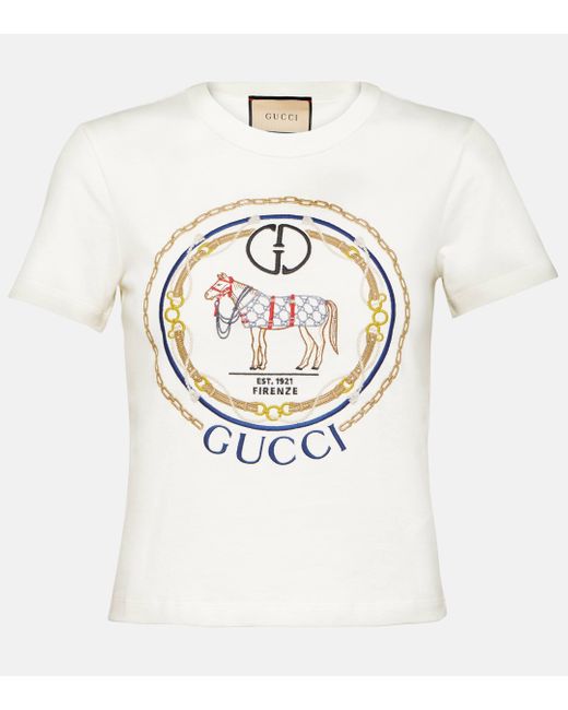 Gucci White Cotton Jersey T-shirt With Interlocking G
