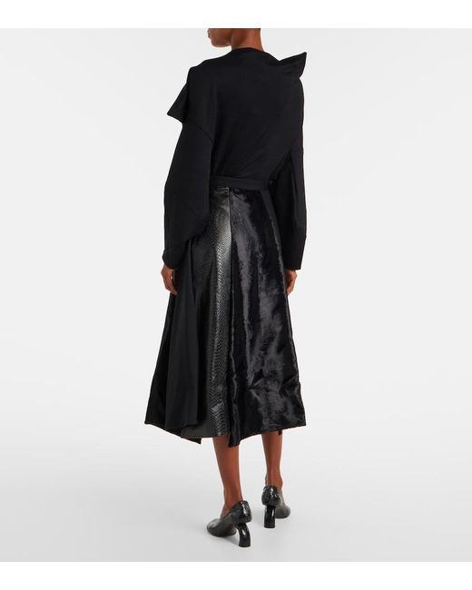 Junya Watanabe Black High-Rise Wool-Blend Maxi Skirt