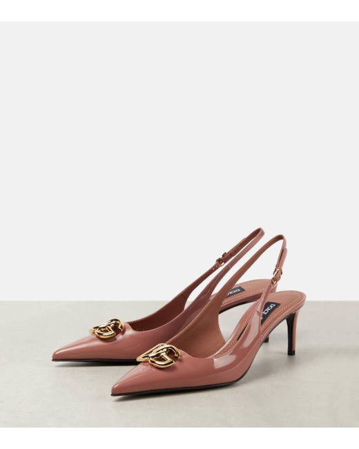 Dolce & Gabbana Pink Dg Patent Leather Slingback Pumps
