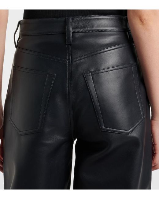 FRAME Blue Neat Leather Straight Pants