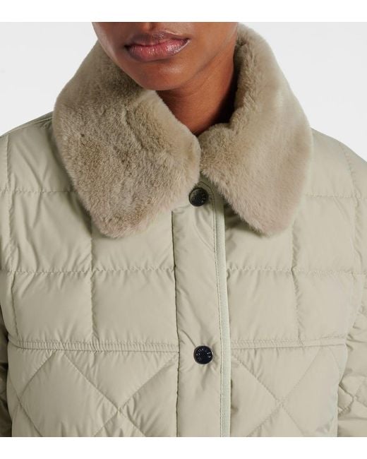 Piumino Cygne Con Pelliccia Sintetica di Moncler in Natural