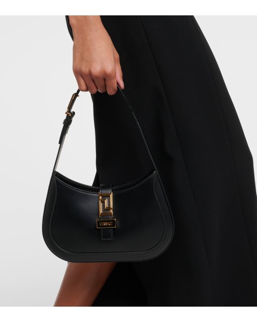 Versace Black Greca Goddess Small Leather Tote Bag