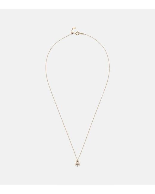 PERSÉE White Alphabet A 18Kt Necklace With Diamonds