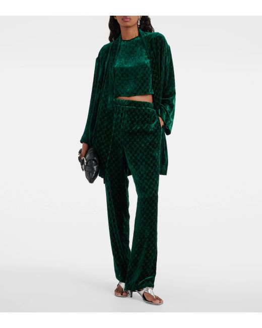 Pantalon droit GG en velours Gucci en coloris Green
