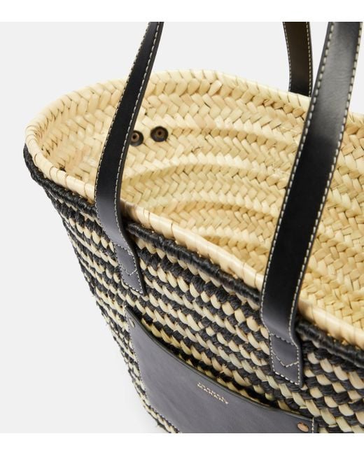 Isabel Marant Black Cadix Medium Raffia Basket Bag