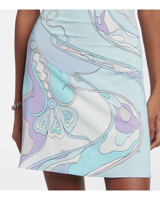 Emilio Pucci Blue Orchidee Jersey Slip Dress
