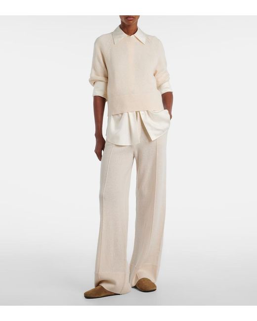 Jardin Des Orangers Natural Wool And Cashmere Wide-Leg Pants