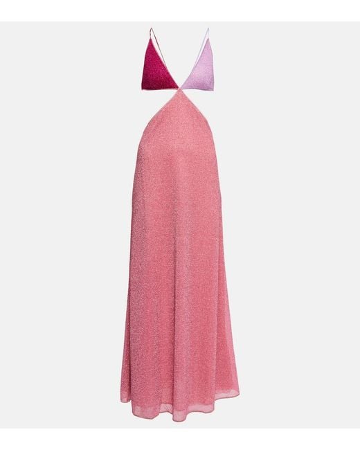 Oseree Pink Cut-Out Maxi Dress