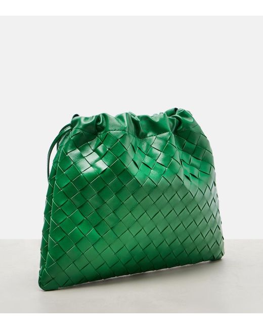 Bottega Veneta Green Intrecciato Medium Leather Pouch