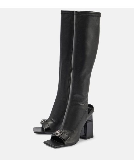 Botas altas Gianni Ribbon de piel Versace de color Black