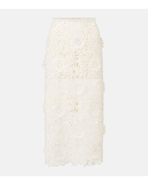 ROTATE BIRGER CHRISTENSEN White Bridal Lace Pencil Skirt