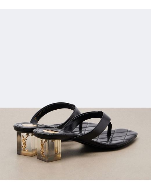 Saint Laurent White Sip Quilted Leather Thong Sandals