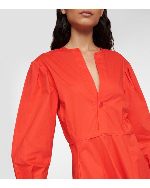 Proenza Schouler Red White Label Cotton Poplin Midi Dress