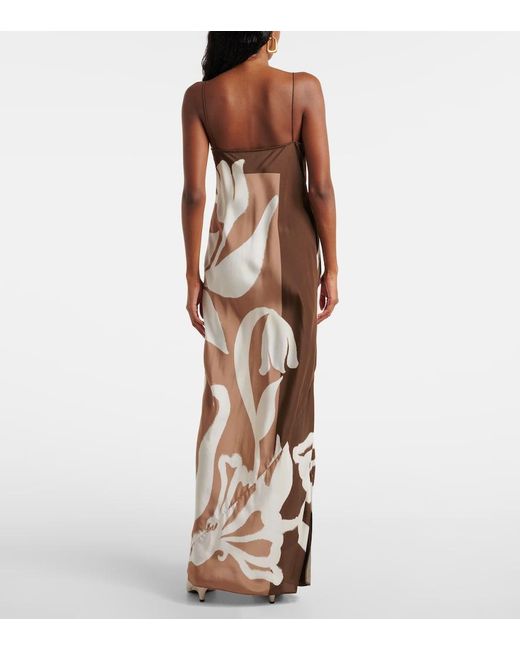 Sir Metallic Floral Printed Silk Satin Maxi Dress