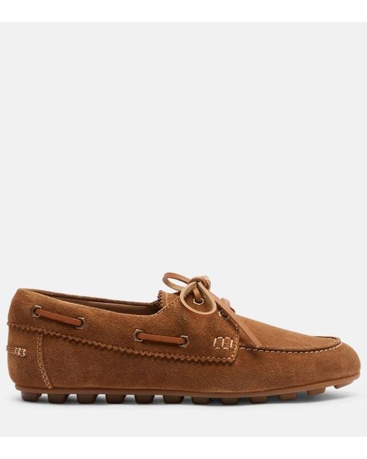 Hogan Brown H693 Suede Boat Shoes
