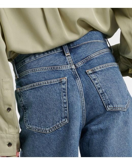 Agolde Blue Risha Low-Rise Denim Bermuda Shorts
