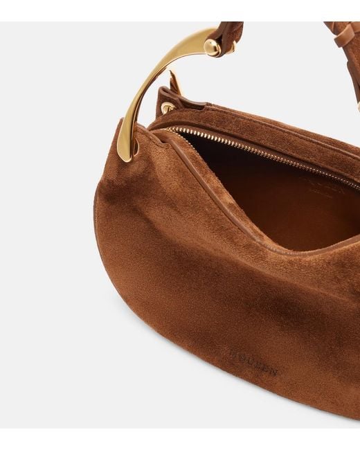 McQueen Brown Wishbone Mini Suede Top-Handle Bag