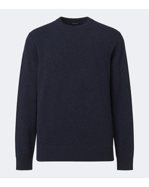 Zegna Blue Wool And Cashmere Sweater for men
