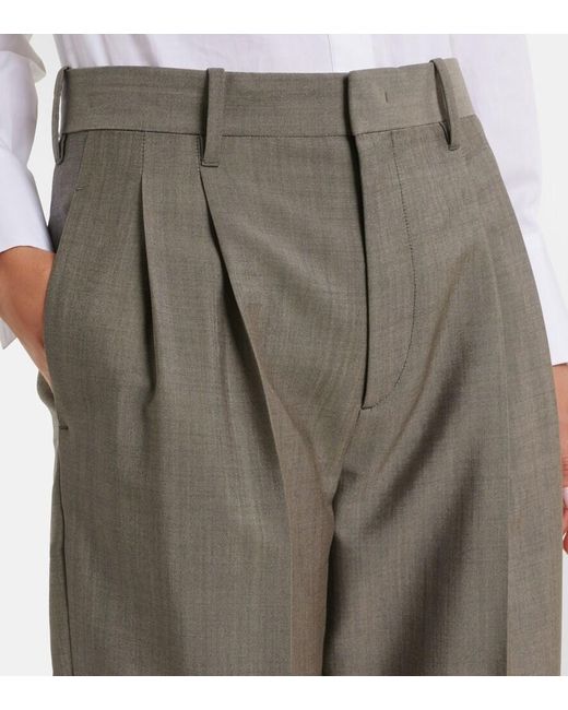 Victoria Beckham Gray Wool And Mohair Straight Pants