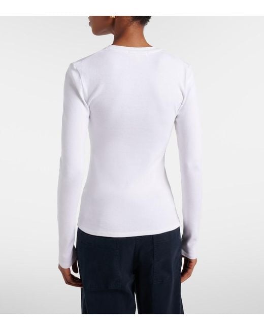 Nili Lotan White Jordan Henley Cotton T-Shirt