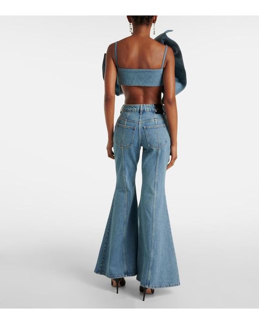Nina Ricci Blue Bow-Detail Denim Top
