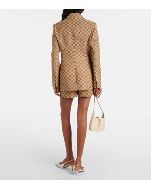 Gucci Brown Gg Canvas Double-Breasted Blazer