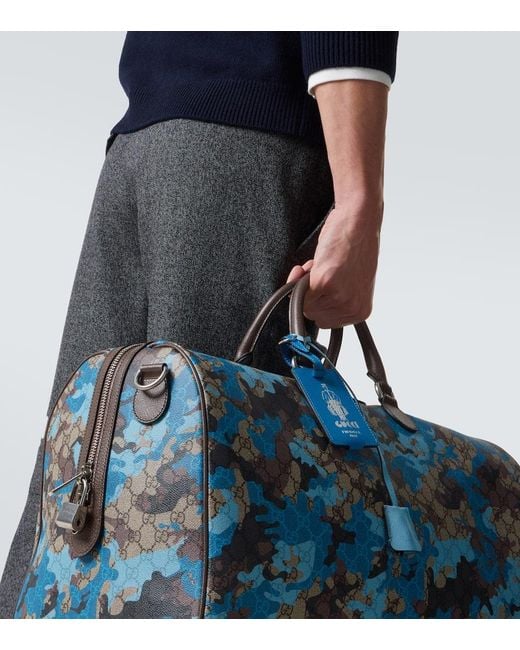 Gucci Blue Large Gg Canvas Duffel Bag for men