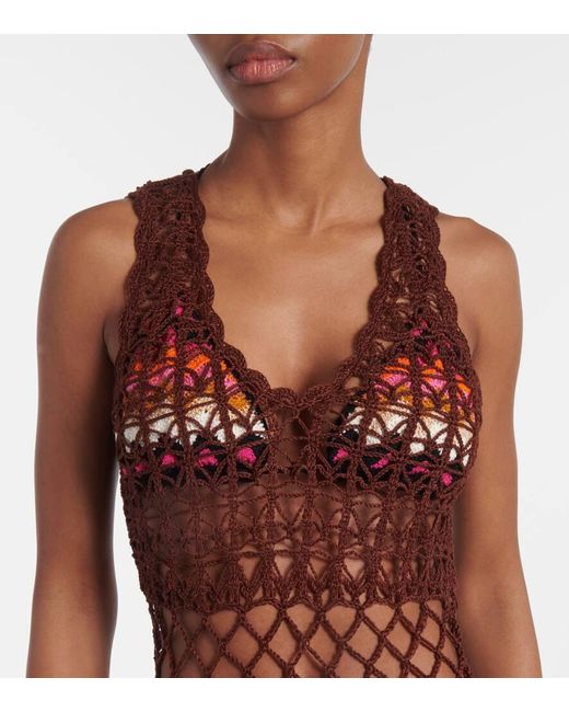 Anna Kosturova Purple Fringed Cotton Minidress