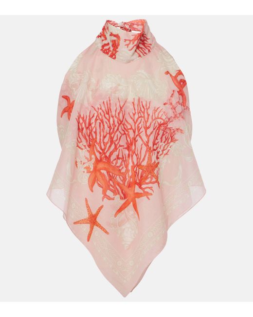 Versace Pink Barocco Sea Cotton And Silk Top