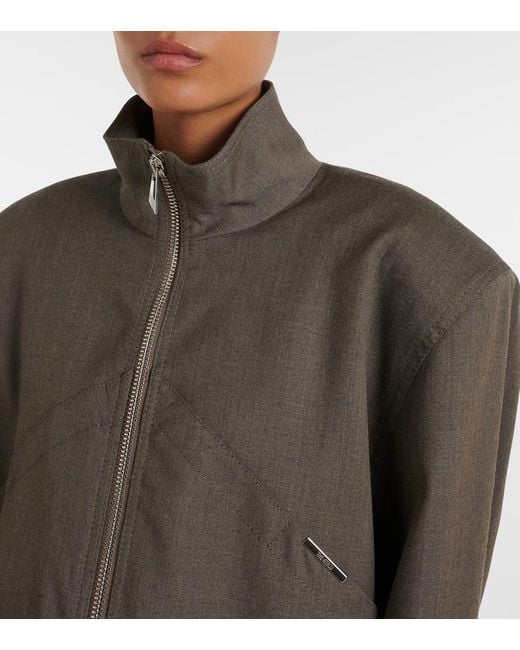 The Attico Green Virgin Wool-Blend Bomber Jacket