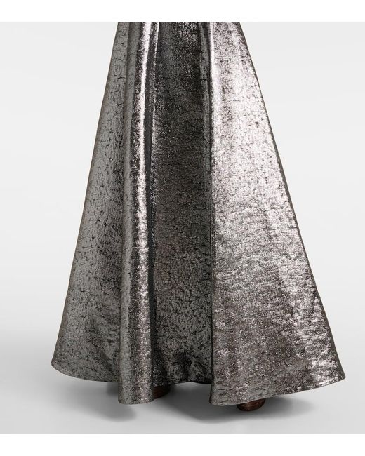 Emilia Wickstead Gray Robe Malinda Aus Jacquard