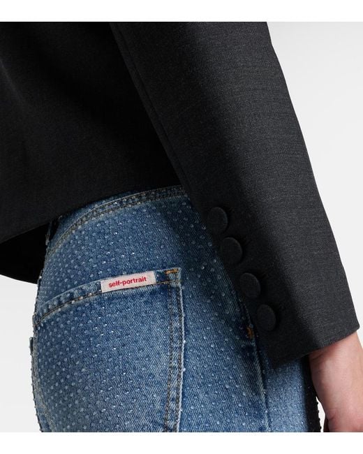 Self-Portrait Black Broderie Anglaise Cropped Jacket