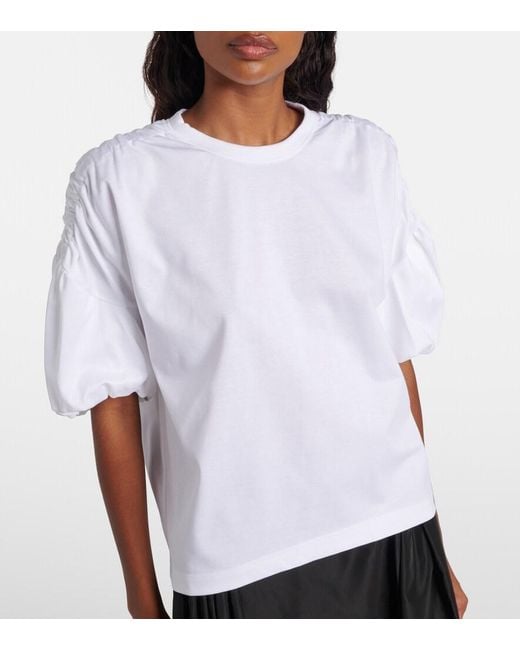 Noir Kei Ninomiya White Gathered Cotton Jersey T-Shirt