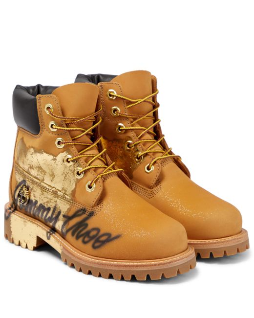 Jimmy Choo X Timberland Graffiti Leather Boots in Brown | Lyst UK