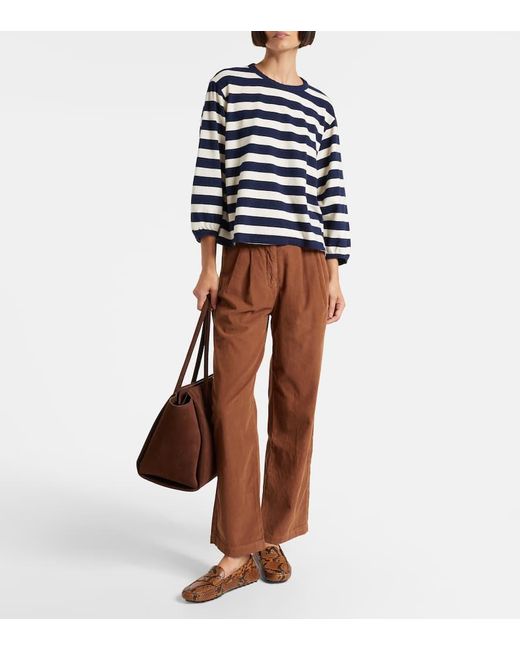 Velvet Blue Edora Striped Cotton Jersey Sweatshirt