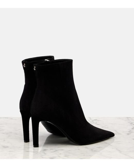 Jimmy Choo Black Frankie 85 Suede Ankle Boots