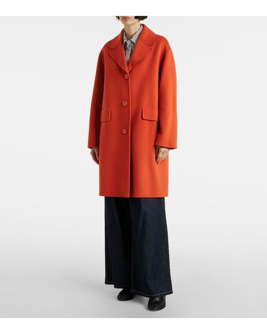 Max Mara Red Single-Breasted Wool Coat