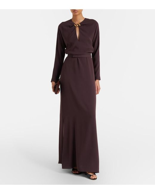 Max Mara Purple Embellished Cady Maxi Dress